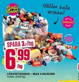 ÖoB LÖSVIKTSGODIS – MAX 4 KG/KUND erbjuda