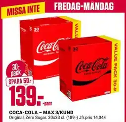 ÖoB COCA-COLA – MAX 3/KUND erbjuda