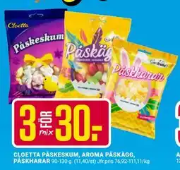 ÖoB CLOETTA PÅSKESKUM, AROMA PÅSKÄGG, PÅSKHARAR erbjuda