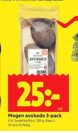 ICA Kvantum Mogen avokado 3-pack erbjuda