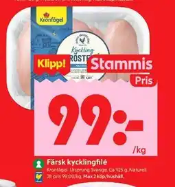 ICA Kvantum Färsk kycklingfilé, Medlemspris erbjuda