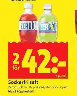 ICA Kvantum Sockerfri saft erbjuda