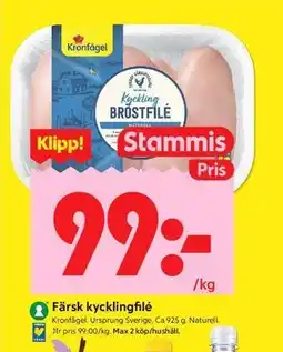 ICA Kvantum Färsk kycklingfilé, Medlemspris erbjuda