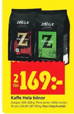 ICA Kvantum Kaffe Hela bönor erbjuda