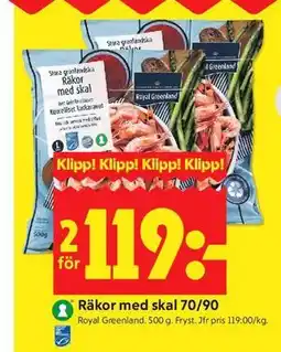 ICA Kvantum Räkor med skal 70/90 erbjuda