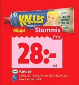 ICA Kvantum Kalles Kaviar, Medlemspris erbjuda