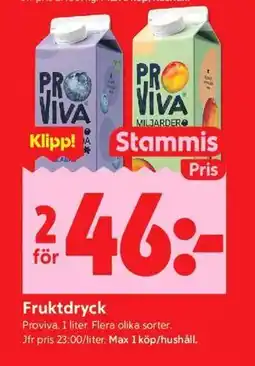 ICA Kvantum Fruktdryck, Medlemspris erbjuda