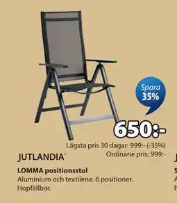 JYSK LOMMA positionsstol erbjuda