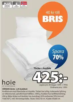 JYSK UNIQUE täcke- och kuddset erbjuda
