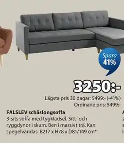 JYSK FALSLEV schäslongsoffa erbjuda