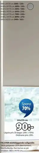 JYSK FALSTER mörkläggande rullgardin erbjuda