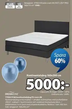 JYSK TYSSA PC60 kontinentalsäng PU svart-08 erbjuda