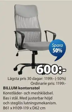 JYSK BILLUM kontorsstol erbjuda