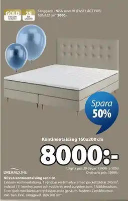 JYSK NEVLA kontinentalsäng sand-91 erbjuda