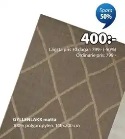 JYSK GYLLENLAKK matta erbjuda