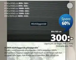 JYSK ALDEN mörkläggande plisségardin erbjuda