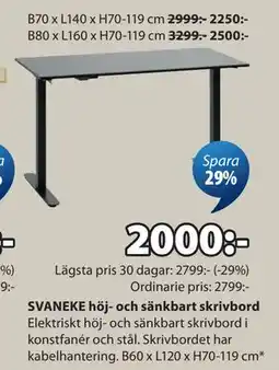 JYSK SVANEKE höj- och sänkbart skrivbord erbjuda