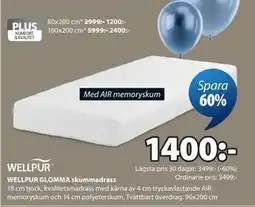 JYSK WELLPUR GLOMMA skummadrass erbjuda