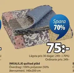 JYSK INKALILJE quiltad pläd erbjuda