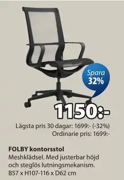JYSK FOLBY kontorsstol erbjuda