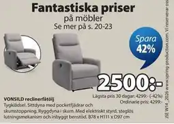 JYSK VONSILD reclinerfåtölj erbjuda