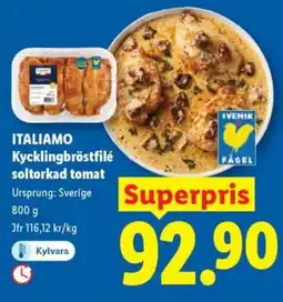 Lidl ITALIAMO Kycklingbröstfilé soltorkad tomat erbjuda