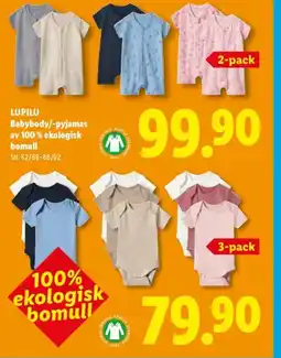 Lidl LUPILU Babybody/-pyjamas av 100% ekologisk bomull erbjuda