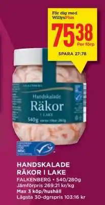 Willys Handskalade Räkor i Lake erbjuda