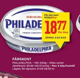 Willys Philadelphia färskost erbjuda