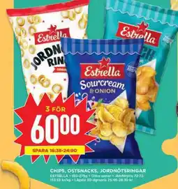 Willys Estrella Chips, Ostsnacks, Jordnötsringar erbjuda