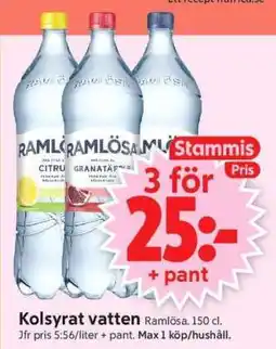 ICA Supermarket Kolsyrat vatten Ramlösa erbjuda