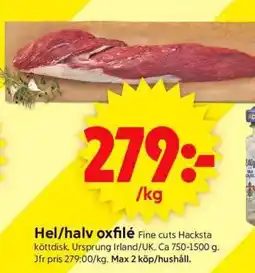ICA Supermarket Hel/halv oxfilé erbjuda