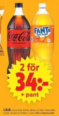 ICA Supermarket Läsk Coca-Cola, Fanta, Sprite erbjuda