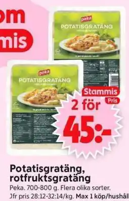 ICA Supermarket POTATISGRATÄNG, ROTFRUKTSGRATÄNG erbjuda