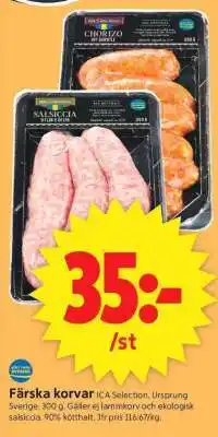 ICA Supermarket FÄRSKA KORVAR erbjuda
