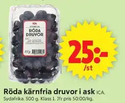 ICA Supermarket RÖDA KÄRNFRIA DRUVOR I ASK erbjuda