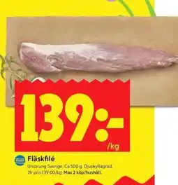 ICA Supermarket FLÄSKFILÉ erbjuda