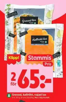 ICA Supermarket GRAVAD, KALLRÖKT, NAJAD LAX erbjuda