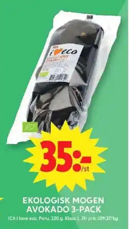 ICA Maxi ICA Ekologisk mogen avokado 3-pack erbjuda