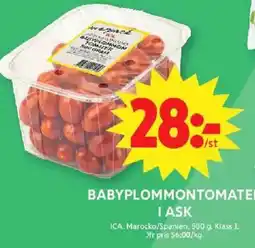 ICA Maxi ICA Babyplommontomater i ask erbjuda