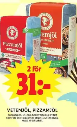 ICA Maxi Kungsörnen Vetemjöl, pizzamjöl erbjuda
