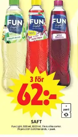 ICA Maxi Fun Light Saft erbjuda