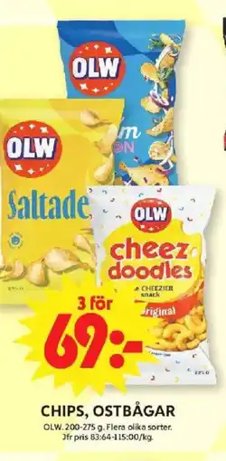 ICA Maxi OLW Chips, ostbågar erbjuda