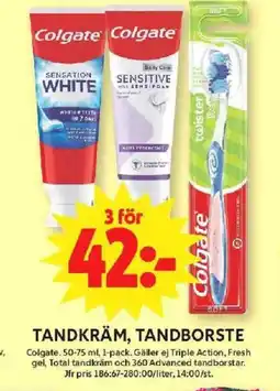 ICA Maxi Colgate Tandkräm, tandborste erbjuda