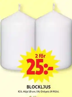 ICA Maxi Blockljus erbjuda