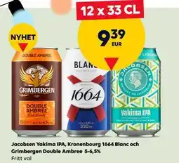 Border Shop Jacobsen Yakima IPA, Kronenbourg 1664 Blanc och Grimbergen Double Ambree 5-6,5%, EUR 9.39 erbjuda
