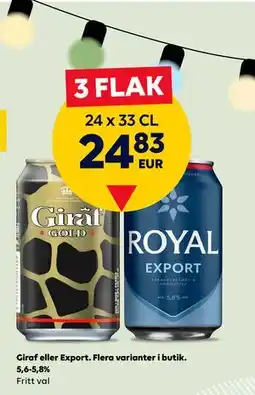Border Shop Giraf eller Export. Flera varianter i butik. 5,6-5,8%, EUR 24.83 erbjuda