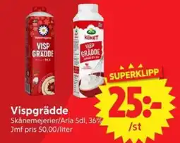 Nya Pulsen Skånemejerier/Arla Vispgrädde erbjuda