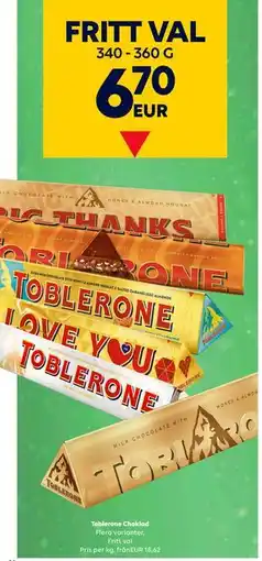 Border Shop Toblerone Choklad, EUR 6.7 erbjuda