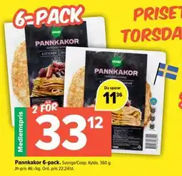 Coop Extra Pannkakor 6-pack., Medlemspris erbjuda